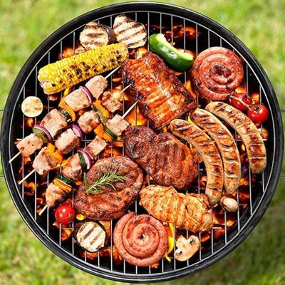 KEBABS, SAUSAGE, CHARCOAL, FLAME, BARBECUE, GRILL, SKEWERS, LUNCH, STEAK