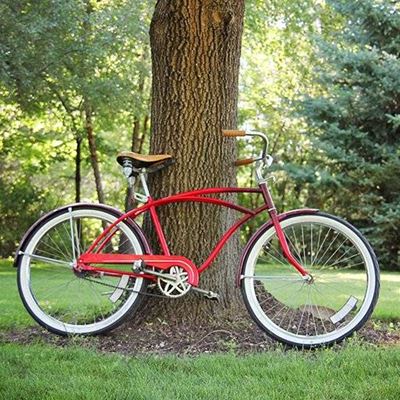 BICYCLE, FRAME, TREE, PEDALS, SPOKES, HANDLEBARS, SADDLE, CHAIN