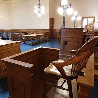 COURTROOM, WITNESS, BENCH, LIGHTS, JURY, CHAIRS, TABLES, VERDICT