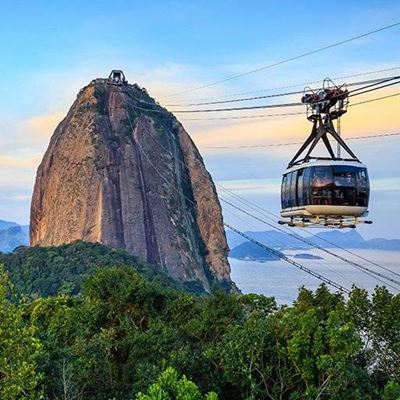 BRAZIL, CABIN, TOURISTS, TWILIGHT, AERIAL, STEEL, SUGARLOAF, MOUNTAIN, RIDE
