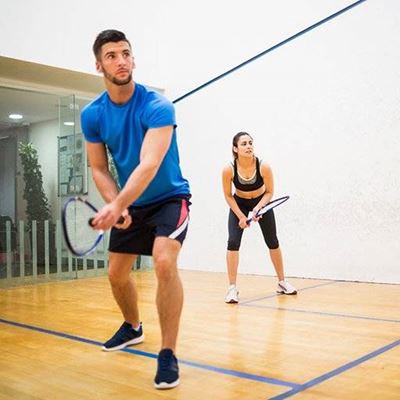 SQUASH, RACKETS, COURT, EXERCISE, INDOOR, COUPLE, PLAYERS, STROKE