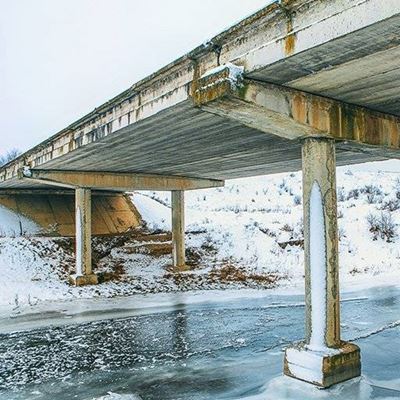 FLEUVE, TRAVERSEE, PILIER, STRUCTURE, PASSERELLE, NEIGE, GLACE, FROID