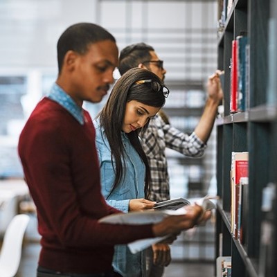 RESEARCH, GLASSES, SHIRT, COLLAR, JUMPER, STUDENTS, BOOKS, LIBRARY, SHELF, EDUCATION