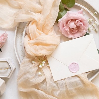 ROSE, KNOT, WAXSEAL, STAMP, RINGBOX, CARD, TABLE, DECOR, FABRIC, INVITATION, PLATE, STEM