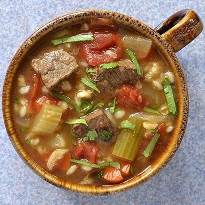 SOUP, NUTRITIOUS, BEEF, BARLEY, CELERY, BROTH, VEGETABLES, CARROT, STOCK