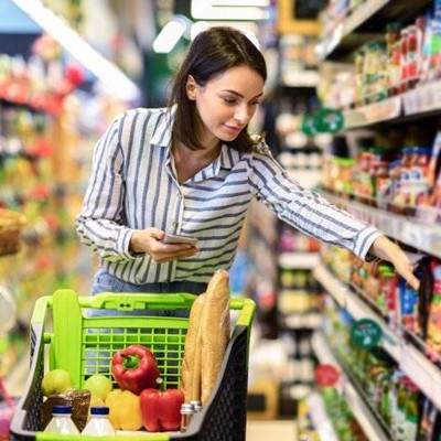 BREAD, PEPPERS, STORE, STRIPES, LIST, JARS, CART, SHOPPING, BOTTLES, GROCERIES, SHELF, PACKETS